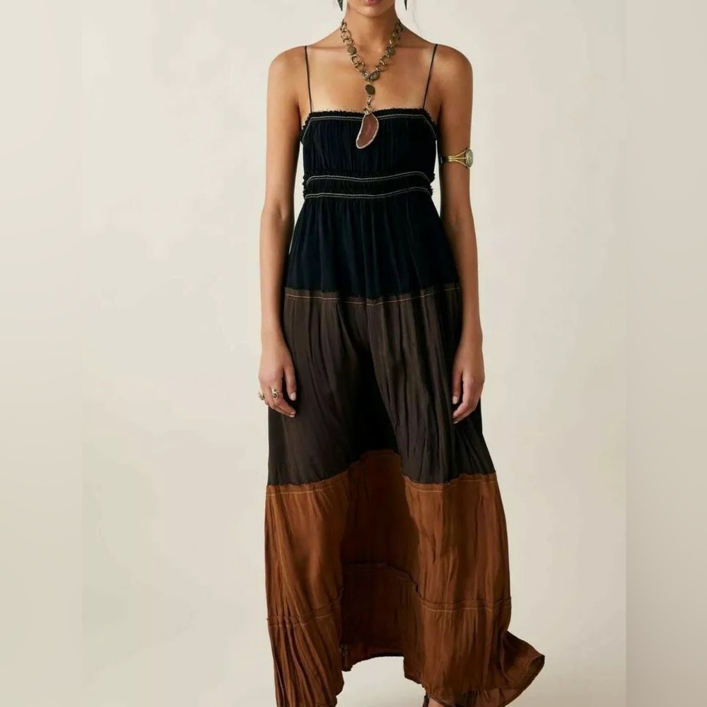Zara Black and Brown Maxi Dress